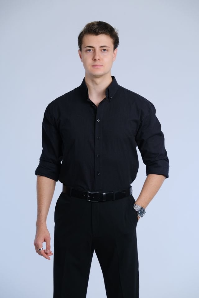 Black Shirt / Stand Collar