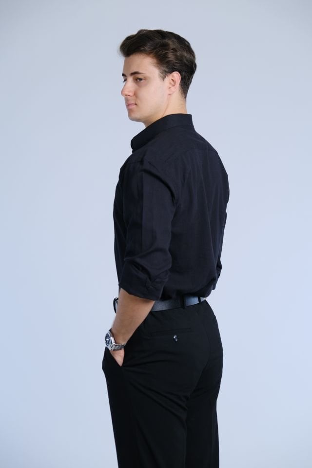 Black Shirt / Stand Collar