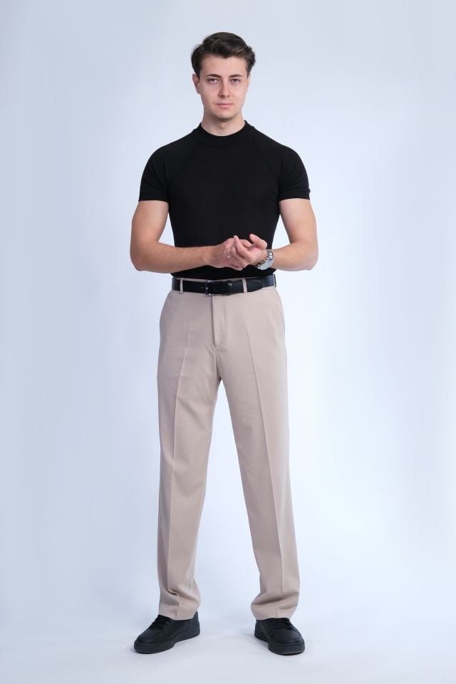 Beige Fabric Trousers