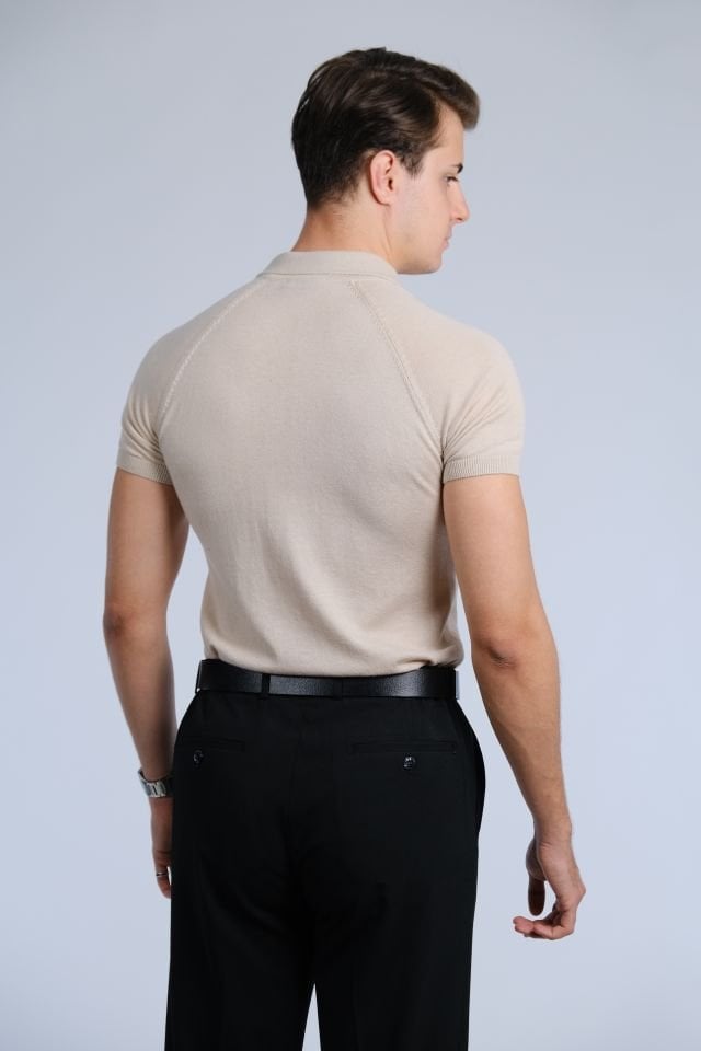 Bej Polo Yaka Triko Tişört