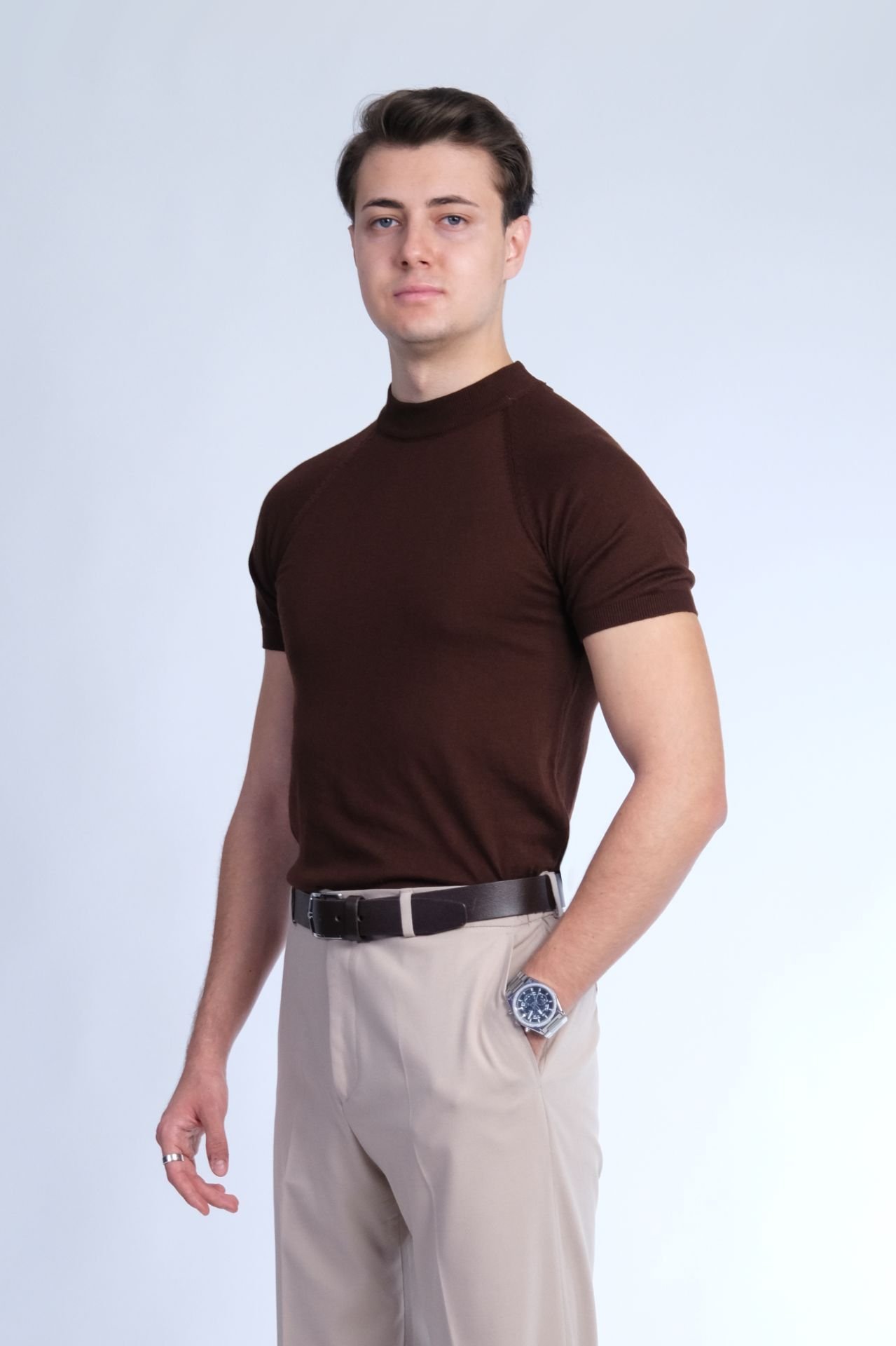 Brown Knitted T-Shirt