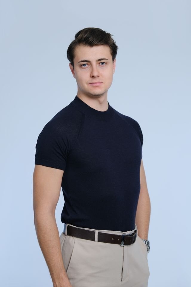 Navy Blue Knit T-Shirt