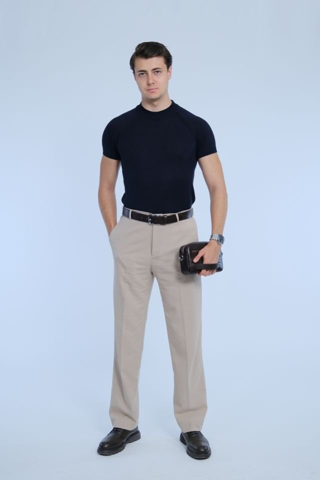 Navy Blue Knit T-Shirt