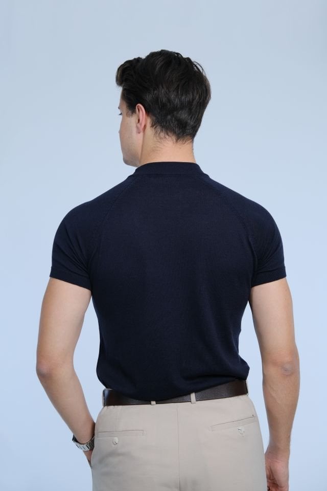 Navy Blue Knit T-Shirt