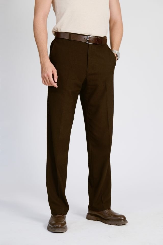 Dark Brown Fabric Trousers