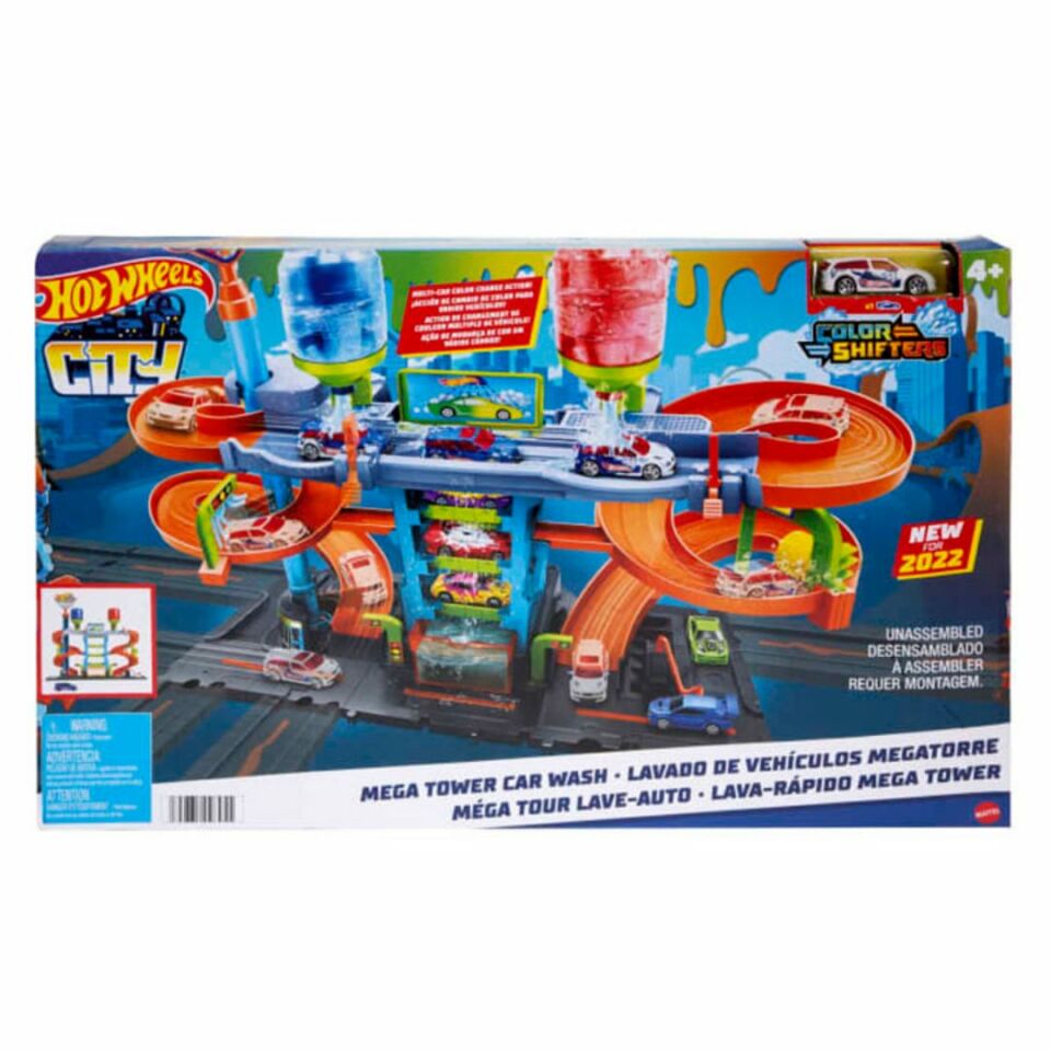 Hot Wheels Mega Araba Yıkama Kulesi - Mavi Su Dünyası