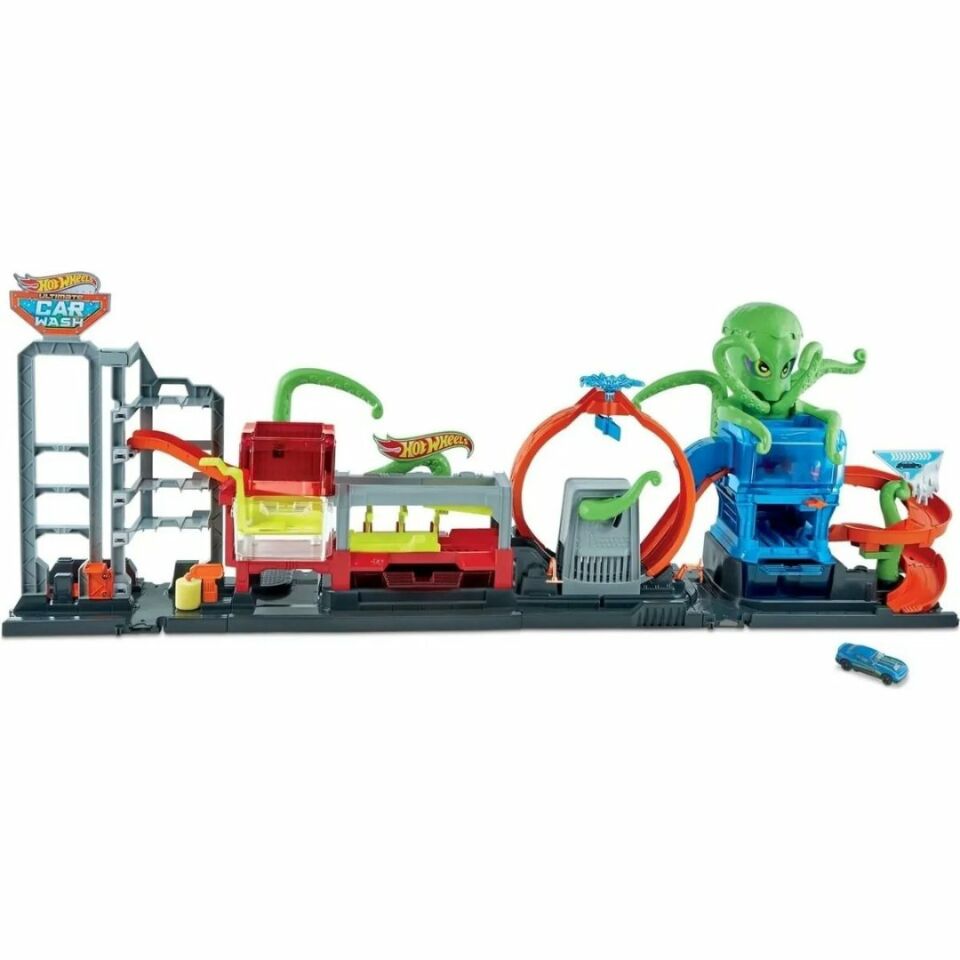 Hot Wheels Dev Ahtapot ile Araba Yıkama Oyun Seti - Mavi Su Dünyası