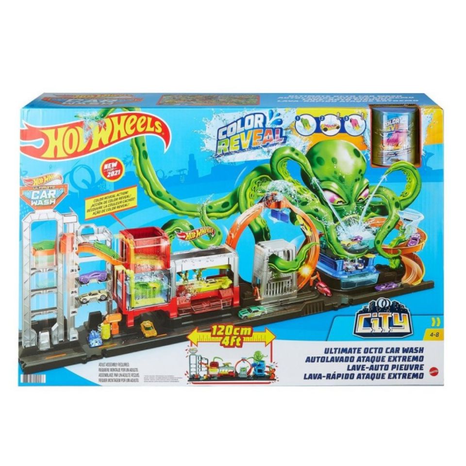 Hot Wheels Dev Ahtapot ile Araba Yıkama Oyun Seti - Mavi Su Dünyası