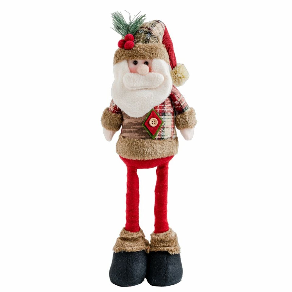 Yılbaşı Dekoru 48 cm Uzayan Bacaklı Noel Baba Figürü Bordo - Mavi Su Dünyası