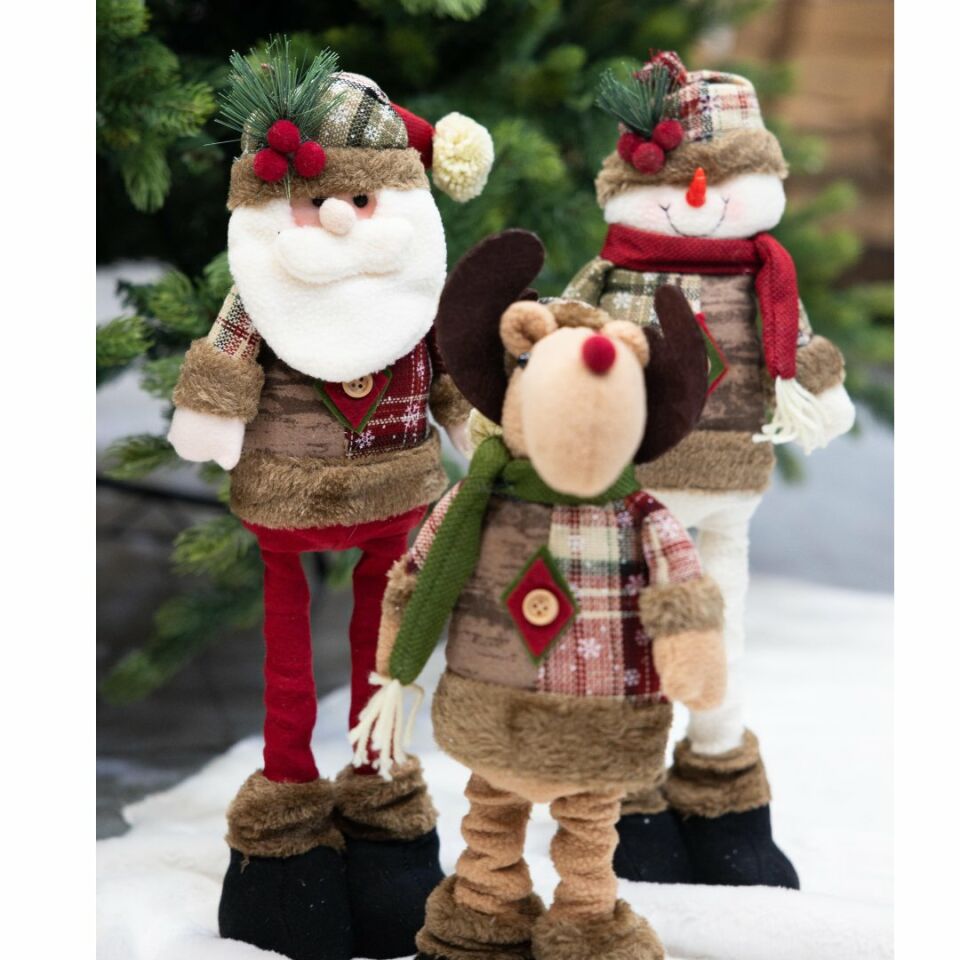 Yılbaşı Dekoru 48 cm Uzayan Bacaklı Noel Baba Figürü Bordo - Mavi Su Dünyası