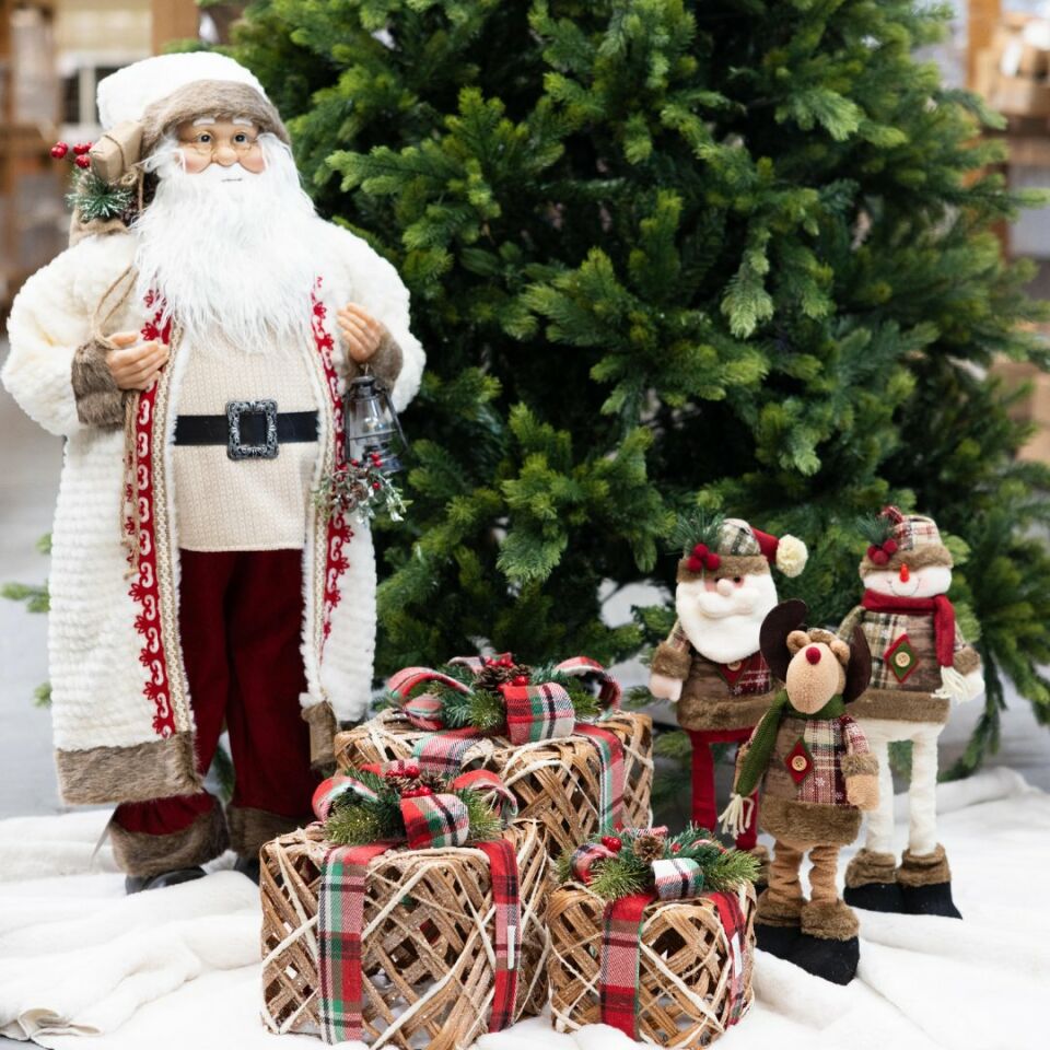Yılbaşı Dekoru 48 cm Uzayan Bacaklı Noel Baba Figürü Bordo - Mavi Su Dünyası