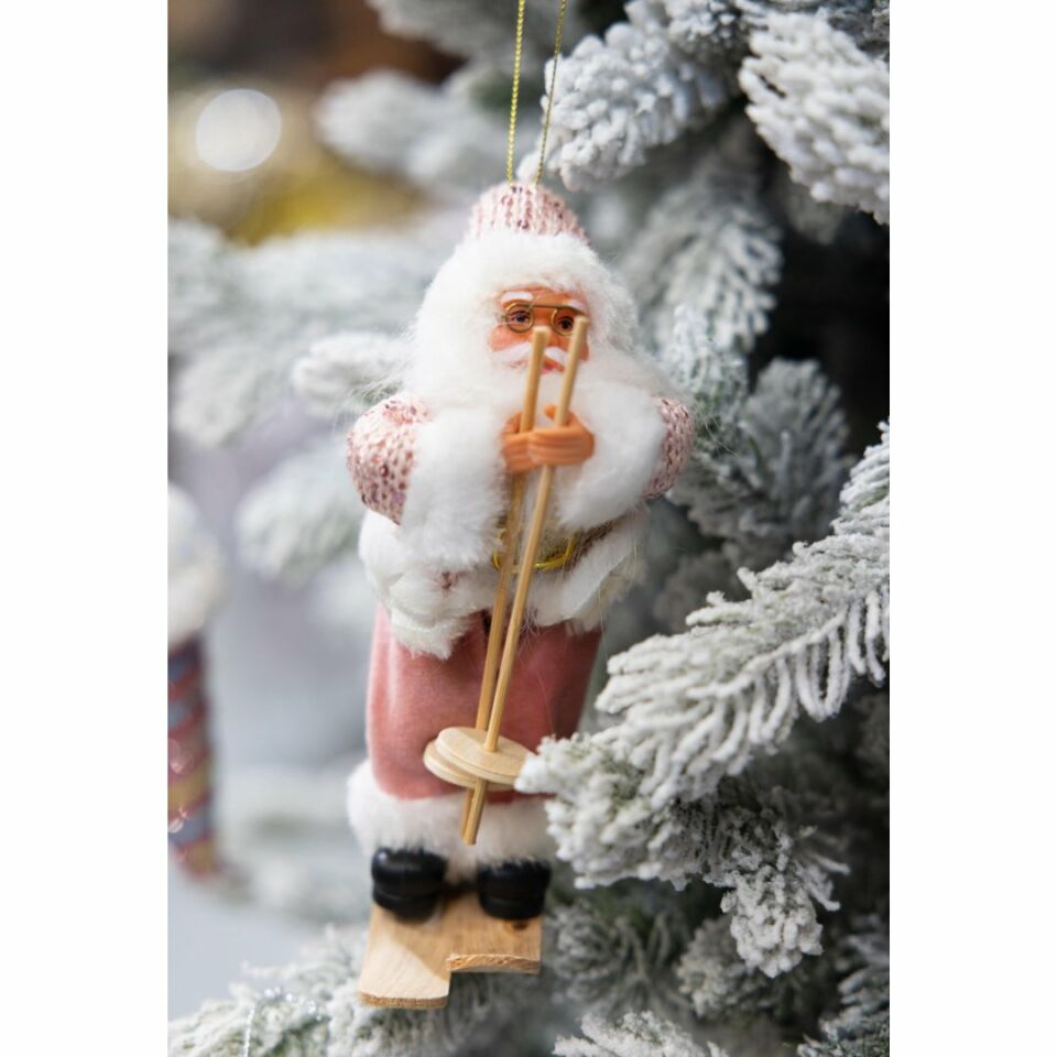 Kızaklı Noel Baba Pembe 17 cm  - Mavi Su Dünyası