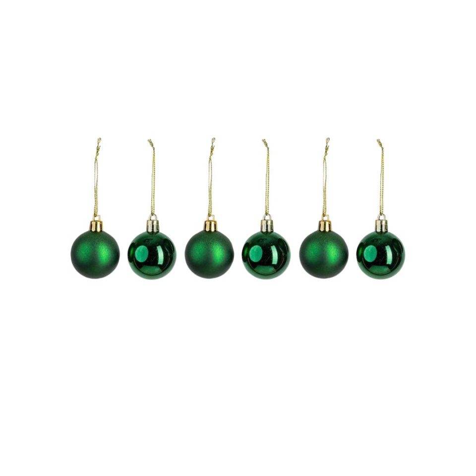 Yılbaşı Süsü 6'lı Top Yeşil 4 cm - Mavi Su Dünyası