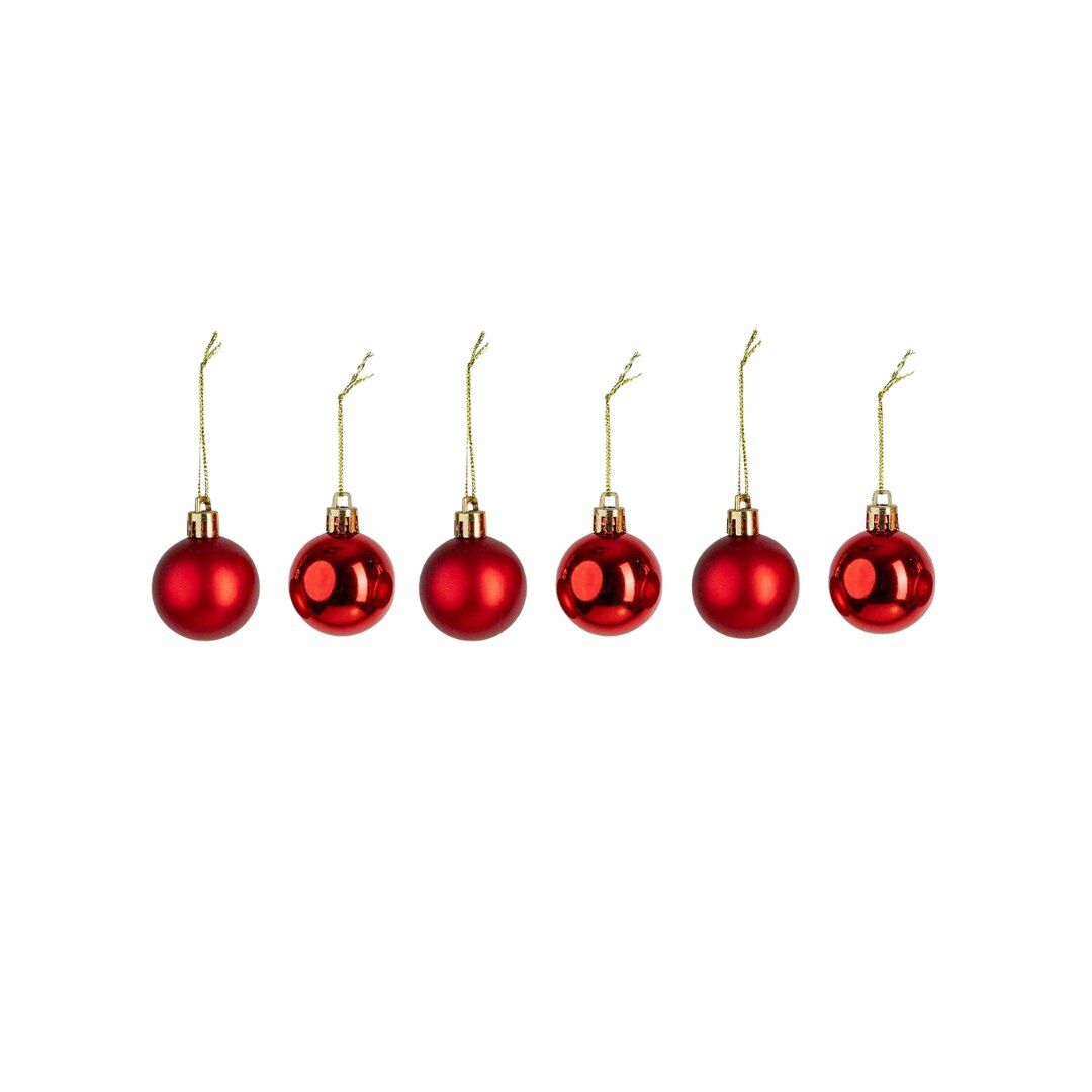 Yılbaşı Süsü 6'lı Top Kırmızı 4 cm - Mavi Su Dünyası