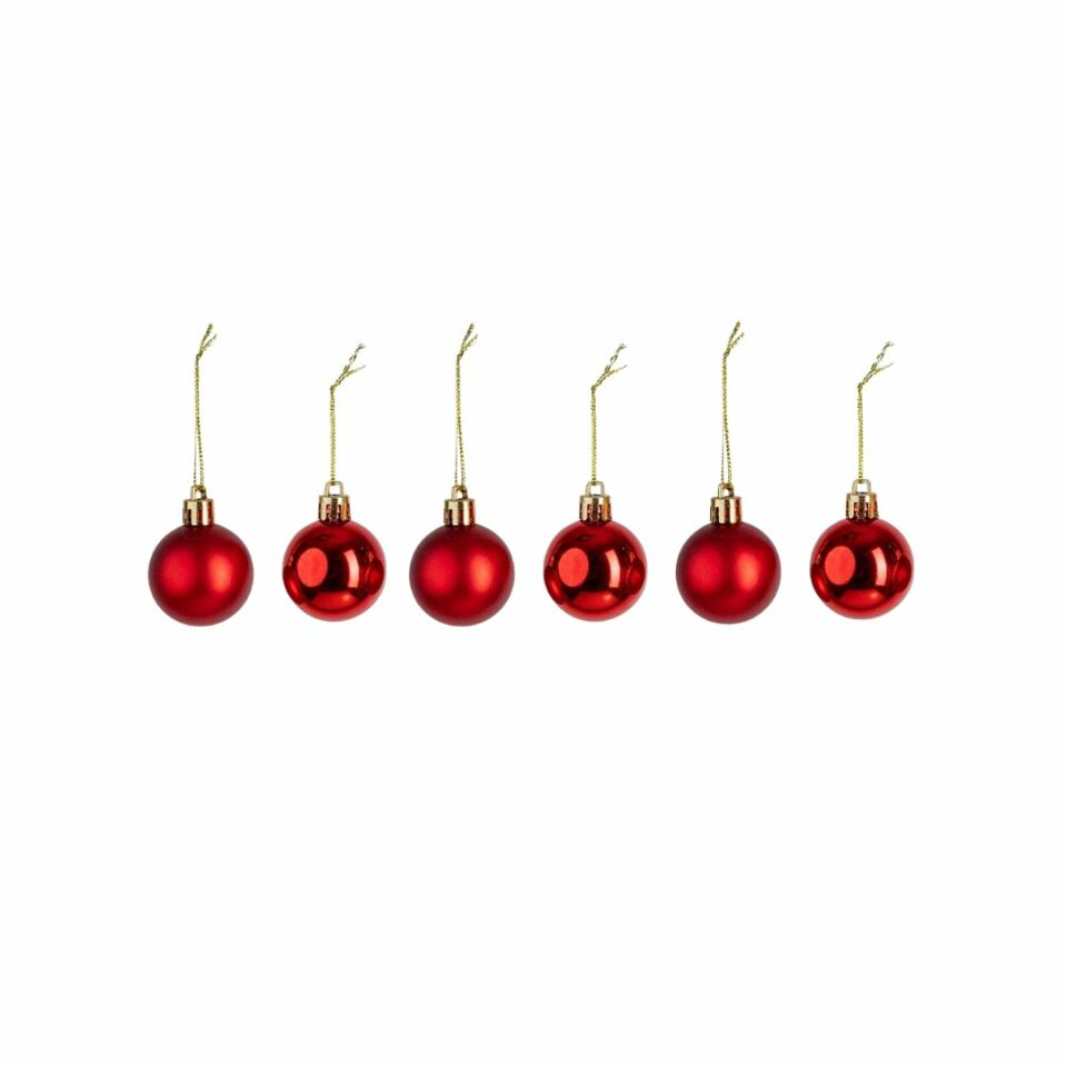 Yılbaşı Süsü 6'lı Top Kırmızı 4 cm - Mavi Su Dünyası