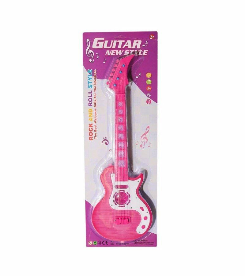 Pilli Müzikli Gitar Renkli - Mavi Su Dünyası Pembe