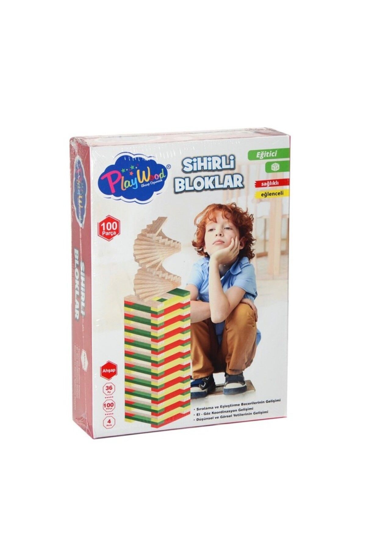 Çocuk Sihirli Bloklar Ahşap Oyunu 100 Parça | Mavi Su Dünyası