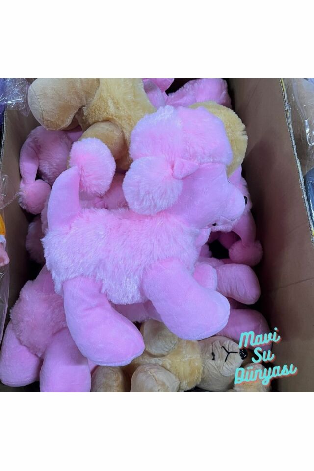 Peluş Pembe Renk Köpek 30 Cm - Mavi Su Dünyası