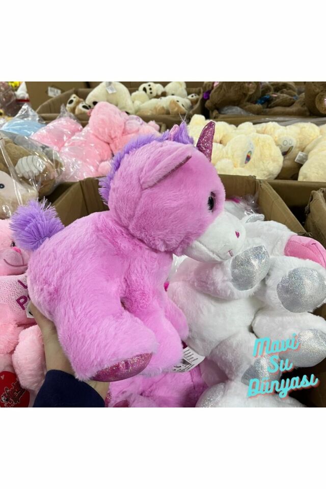 Peluş Unicorn Pembe Renkli 25 Cm - Mavi Su Dünyası