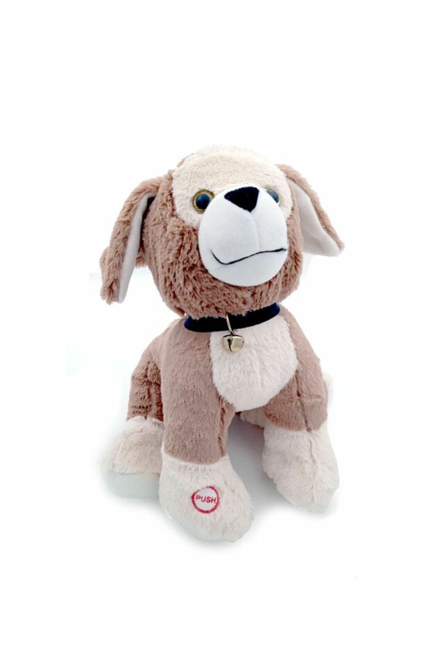 Peluş Ses Çıkaran Cesur Köpek - 35 Cm Kahverengi - Mavi Su Dünyası