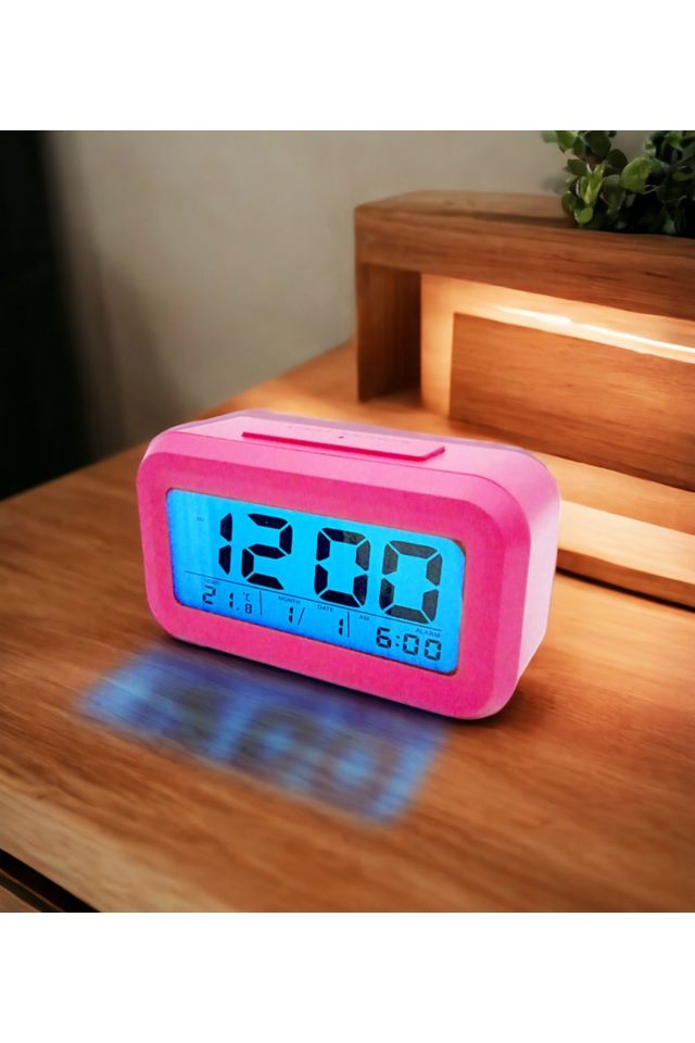 Orta Boy Dijital Çalar Saat Pembe Renkli