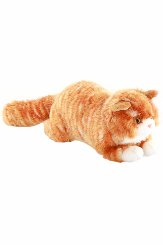 Yatan Kahverengi Tekir Kedi Peluş Oyuncak 34
