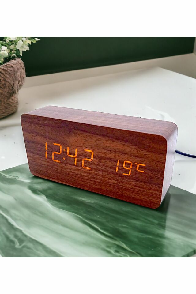 Ahşap Dijital Çalar Saat 15 Cm