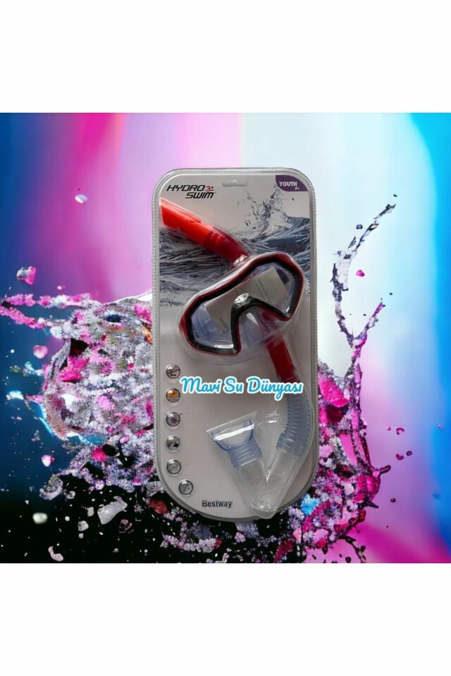 Hydro Swim Şnorkel Set 7+ 14 Yaş Arası Mavi Su Dünyası Lacivert - Siyah