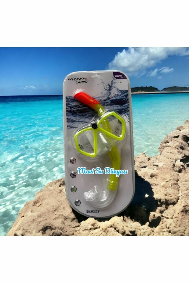 Hydro Swim Şnorkel Set 7+ 14 Yaş Arası Mavi Su Dünyası Sarı