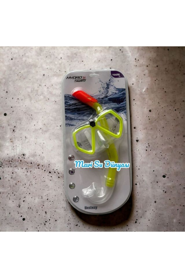 Hydro Swim Şnorkel Set 7+ 14 Yaş Arası Mavi Su Dünyası Sarı