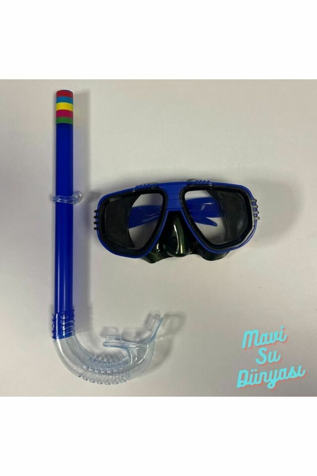 Çocuk Şnorkel Set 3 ile 7 Yaş Arası Deniz ve Havuz Maske Seti Mavi