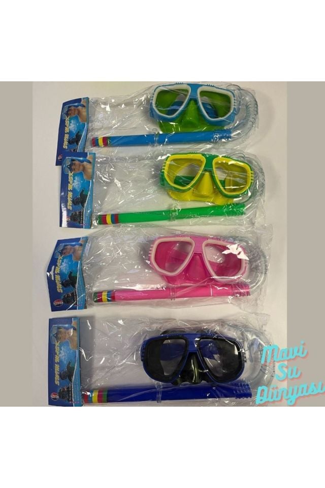 Çocuk Şnorkel Set 3 ile 7 Yaş Arası Deniz ve Havuz Maske Seti Mavi