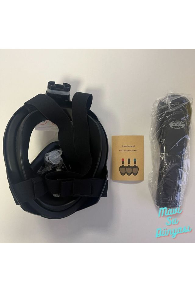 Full Face Maske - Mavi Su Dünyası Siyah - L/XL