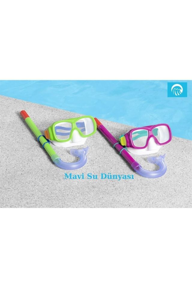 Çocuk Şnorkel Set Essential 7+ - Mavi Su Dünyası Pembe