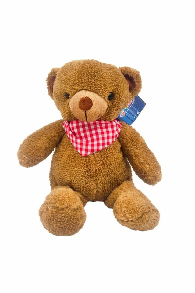 Peluş Fularlı Ayı 35 Cm Gri
