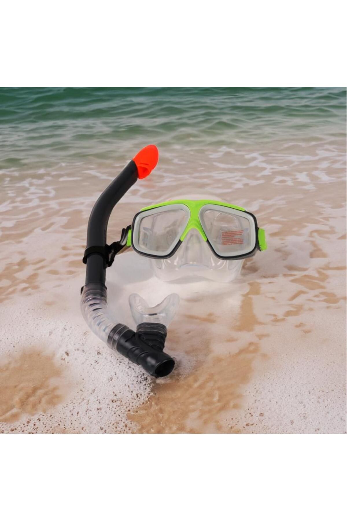 Aqua Flow Sport Şnorkel Set 8+ 15 Yaş Arası Gri-Yeşil-Beyaz Renk