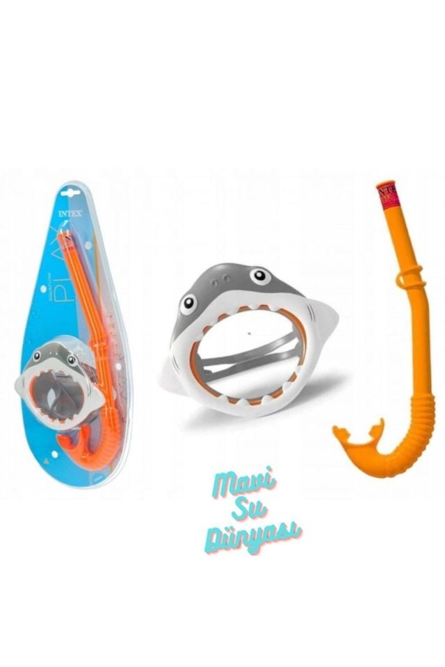 Köpek Balığı Full Face Maske Şnorkel Seti - Mavi Su Dünyası