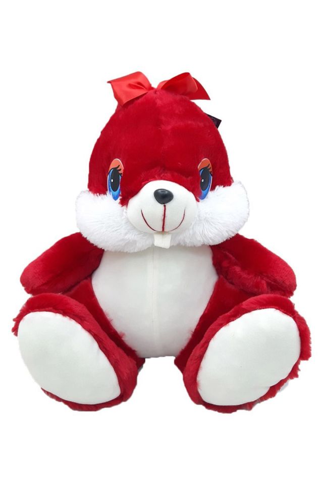 Peluş Tavşan Sakallı 45 Cm - MAVİ SU DÜNYASI Kırmızı
