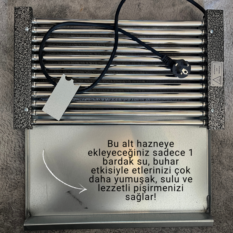 Elektrikli Izgara | Elektrikli Mangal | BBQ Izgara | Paslanmaz Izgara | 1600w | Mavi Su Dünyası