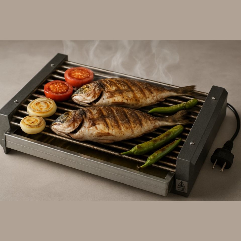 Elektrikli Izgara | BBQ Izgara | Paslanmaz Izgara | 1600w | Mavi Su Dünyası