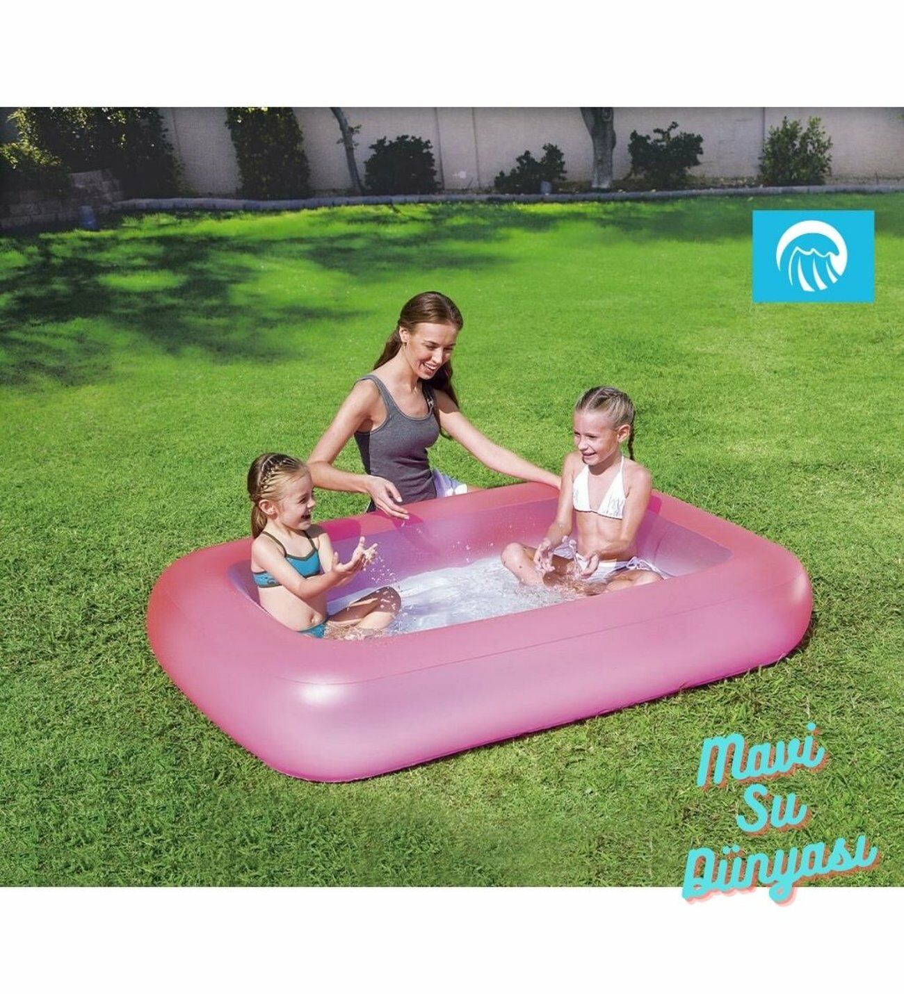 Havuz Dikdörtgen Mavi Renk 165 Cm x 25 Cm - Mavi Su Dünyası