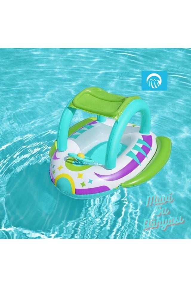 Çocuk Botu Gölgelikli Direksiyonlu 107 Cm x 112 Cm Float Bot - Mavi Su Dünyası