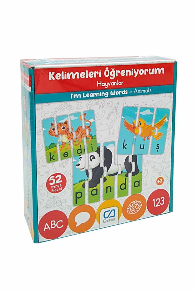 Çocuk Puzzle 52 Parça Kelimeleri Öğreniyorum Hayvanlar - Mavi Su Dünyası