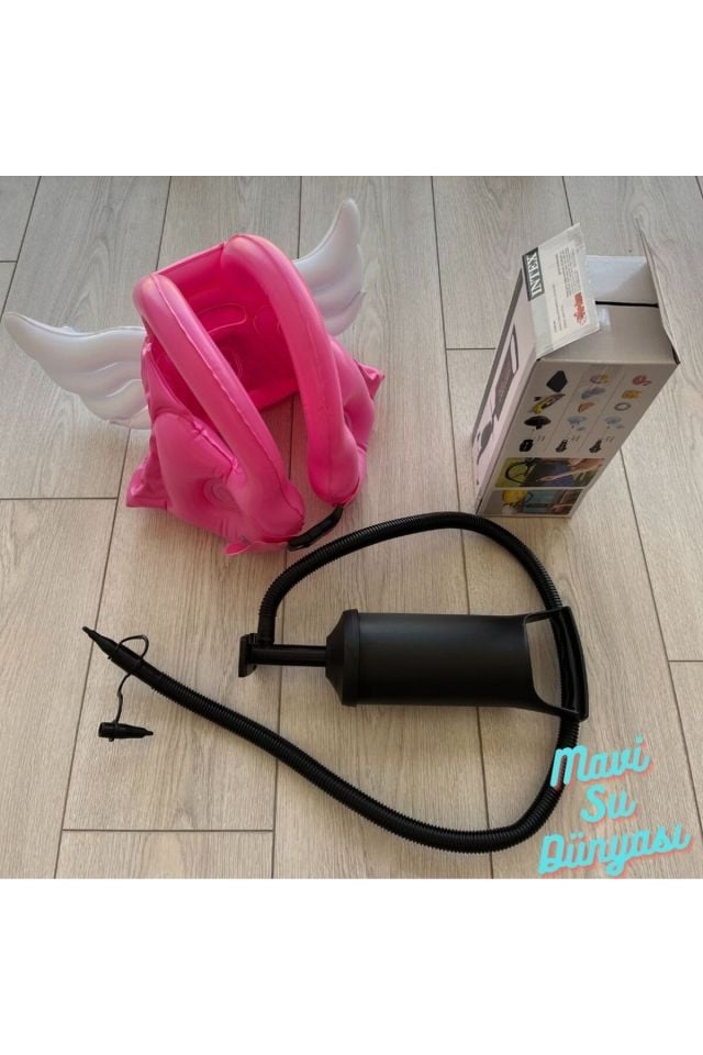Pompa Dahil Kanatlı Can Simidi, Can Yelekleri 2-4 Yaş Pembe - L