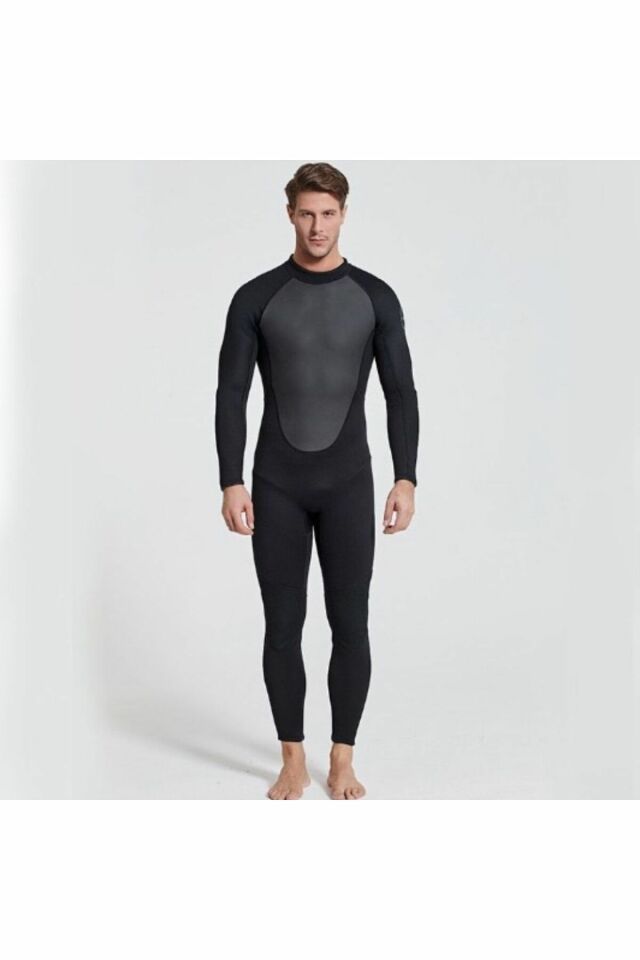 Dalış Kıyafeti Siyah-üst Düzey Kumaş Kaliteli - 3 Mm Kalınlık - Mavi Su Dünyası Siyah - 2XL
