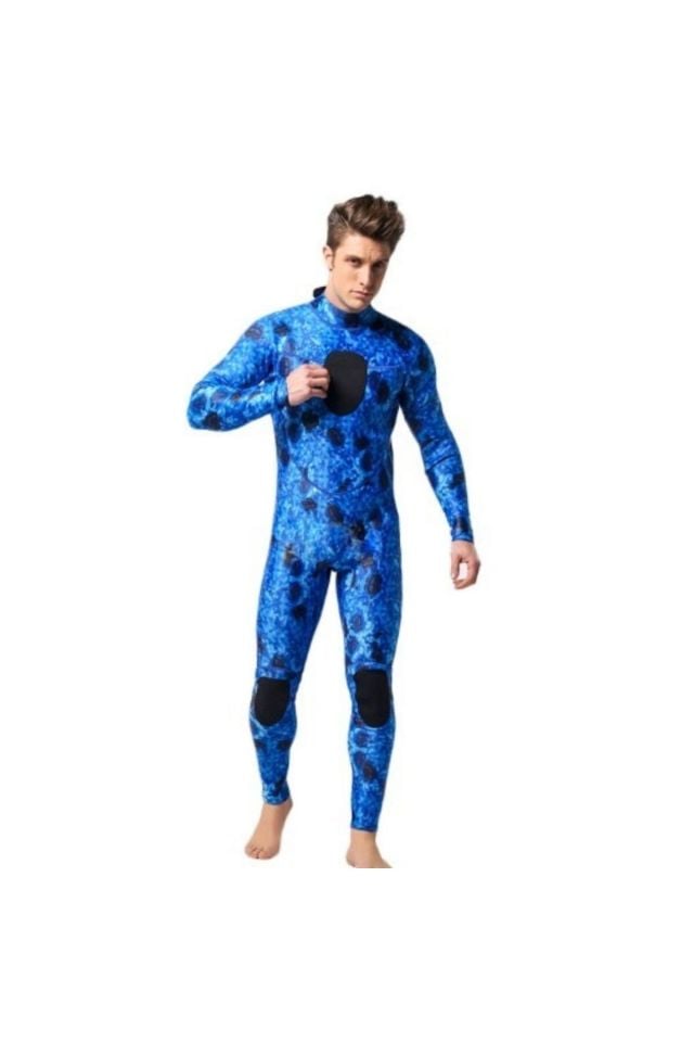 Dalış Kıyafeti Mavi-üst Düzey Kumaş Kaliteli- 3 Mm Kalınlık - Mavi Su Dünyası Mavi - 3XL