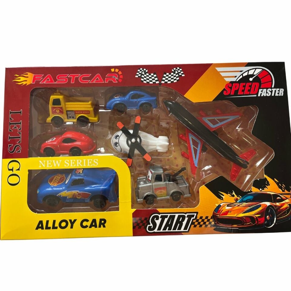 Fast Car Arabalar Uçak ve Helikopter Plastik Oyuncak Seti