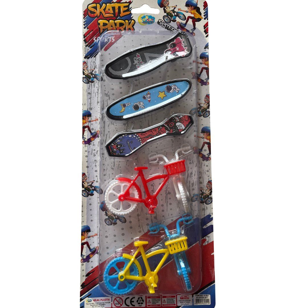 Kaykay ve Bisiklet Oyun Seti 3 Kaykay 2 Bisiklet 10 Cm Uzunlukları