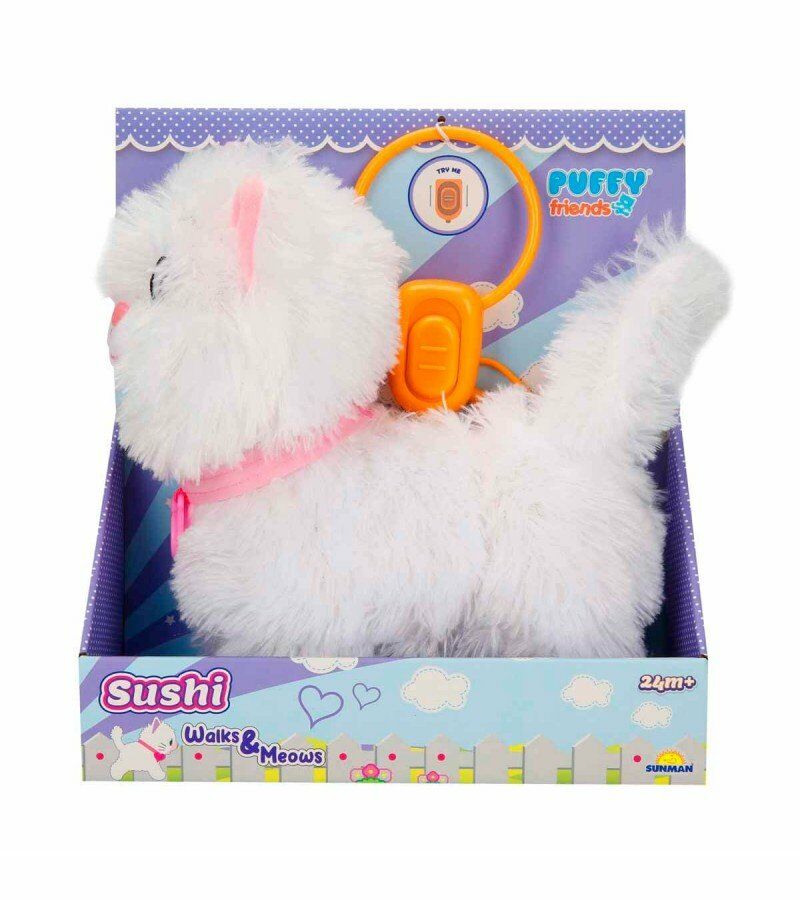 Peluş Sevimli Kedi Sushi Hareketli Sesli Beyaz Renk