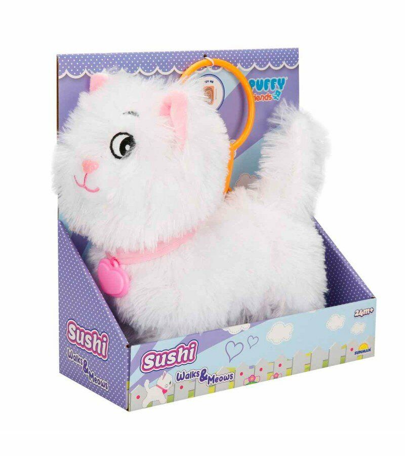 Peluş Sevimli Kedi Sushi Hareketli Sesli Beyaz Renk